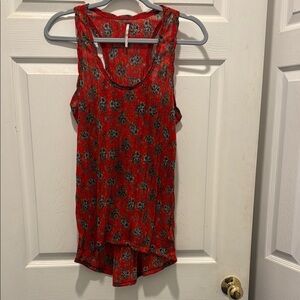 Free People Red and Blue Sleeveless Tank Top